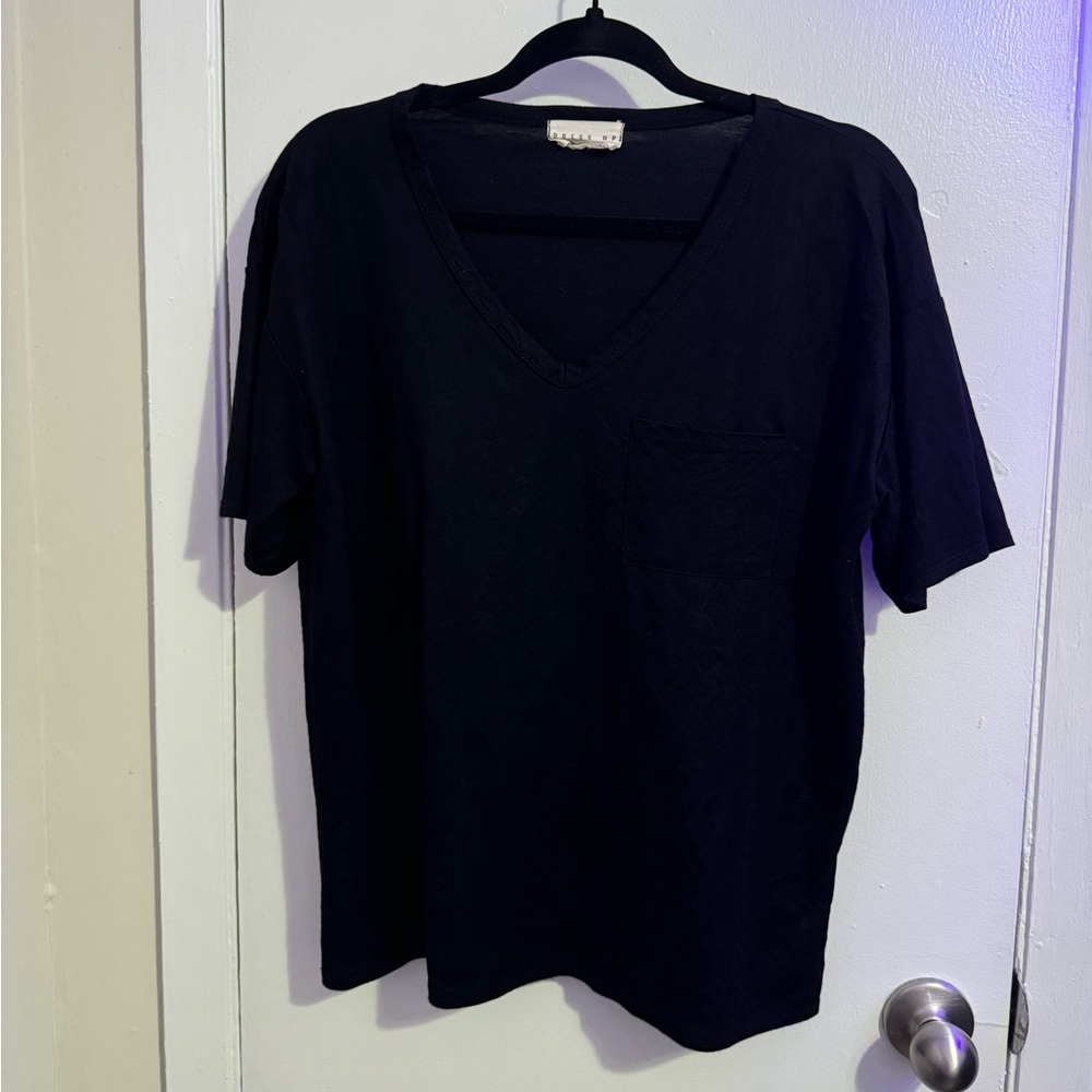 Black V Neck Pocket Tee